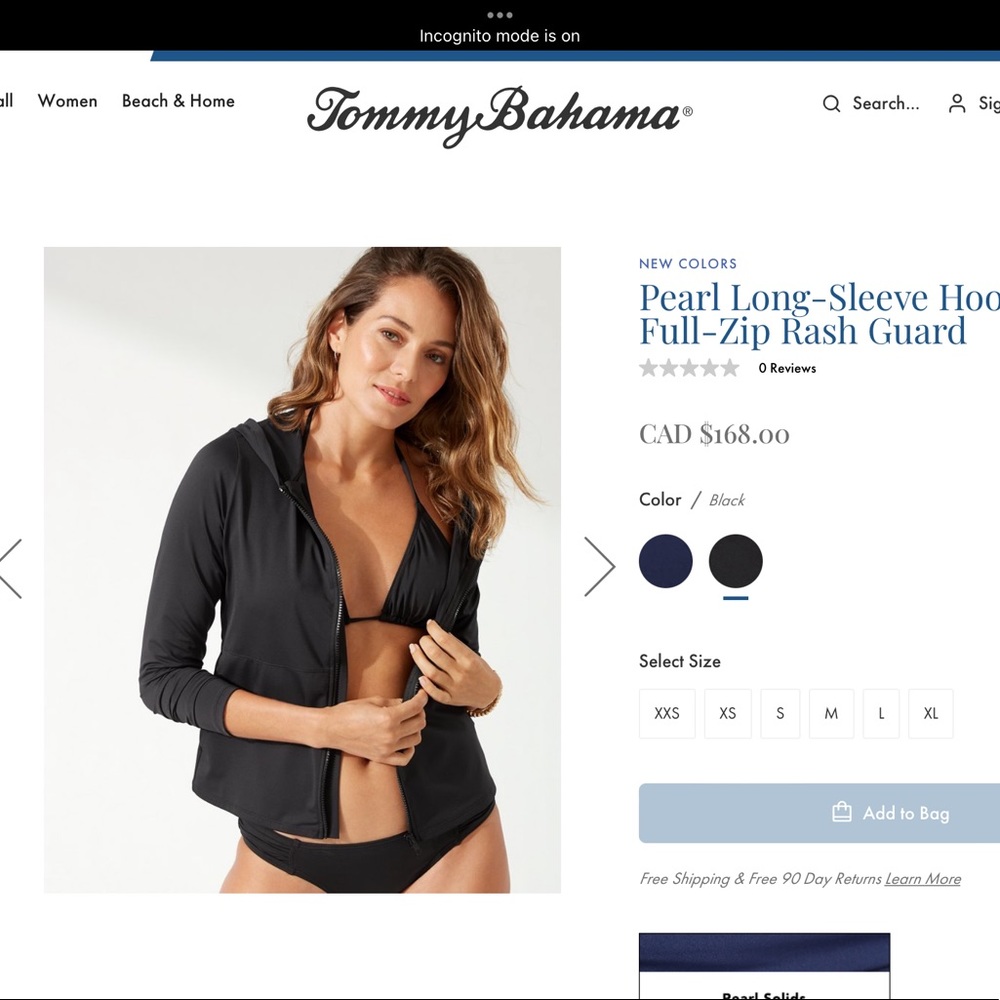 Tommy Bahama NWOT black full zip rashguard also works as light jacket size M - Picture 1 of 3